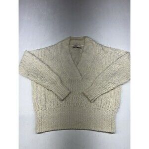 Anthropologie Pilcro Marla V-Neck Sweater Knit Women’s Size S Ivory Oversized